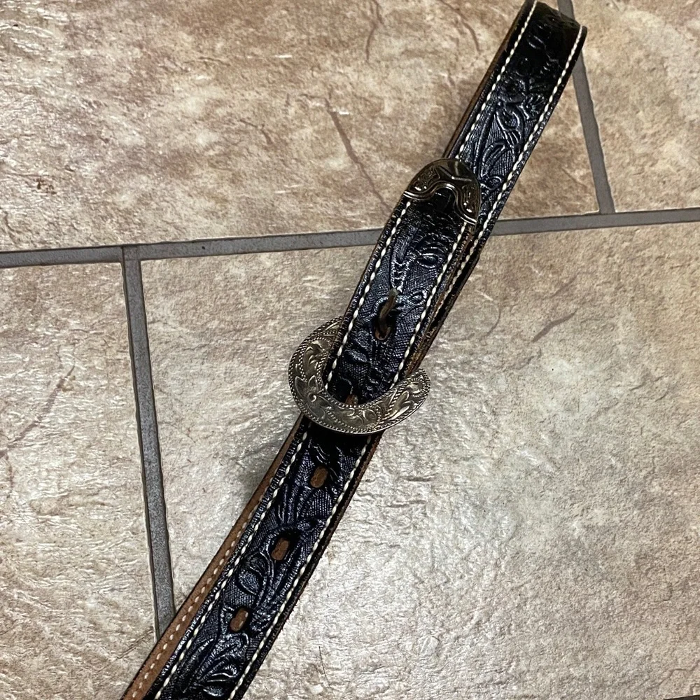 Kid’s Black Leather Western Belt-28” Country Cowboy